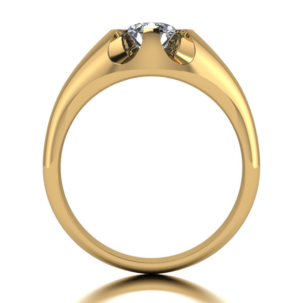 1.00ct (1x 6.5mm) Round Moissanite Set Men's Ring