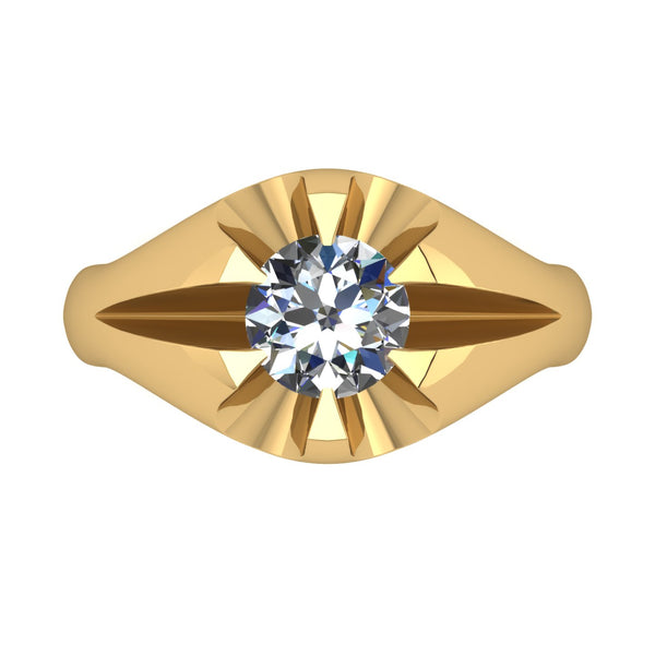 1.00ct (1x 6.5mm) Round Moissanite Set Men's Ring