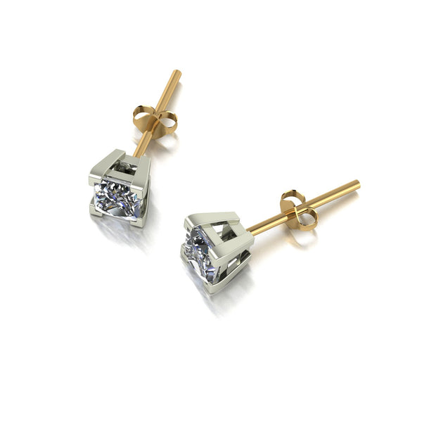 0.80ct (2x 4.0mm) Square Moissanite Set Earrings