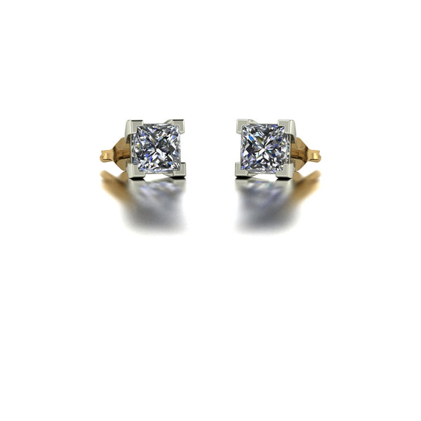 0.80ct (2x 4.0mm) Square Moissanite Set Earrings