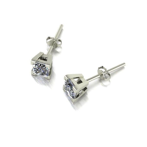 0.80ct (2x 4.0mm) Square Moissanite Set Earrings
