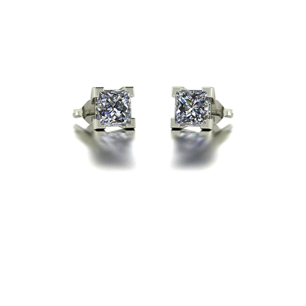 0.80ct (2x 4.0mm) Square Moissanite Set Earrings