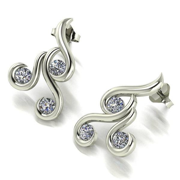 0.80ct (6x 3.25mm) NEW Round Moissanite Set Earrings