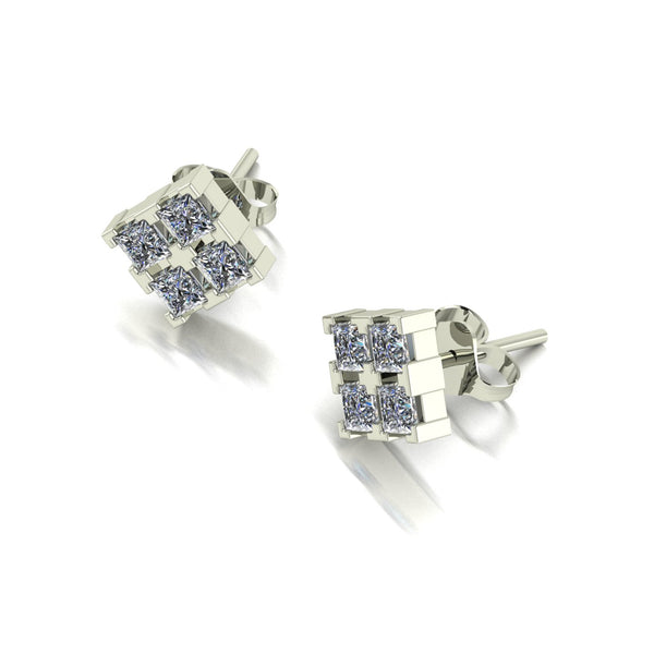1.00ct (8x 2.5mm) Square Moissanite Set Earrings