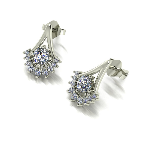 0.73ct (2x 4.0mm,2x 1.7mm, 4x 1.6mm, 4x 1.4mm, 4x 1.2mm & 4x 1.1mm) Round Moissanite Set Earrings