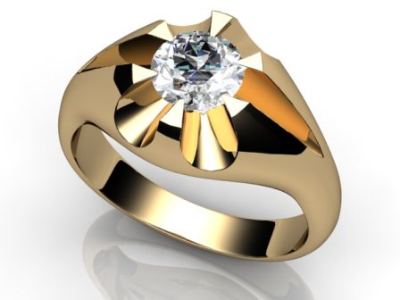 1.00ct (1x 6.5mm) Round Moissanite Set Men's Ring