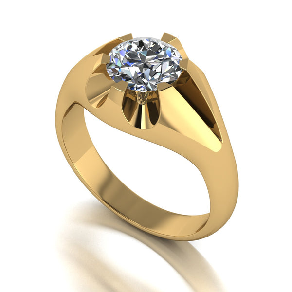 2.00ct (1x 8.0mm) Round Moissanite Set Men's Ring