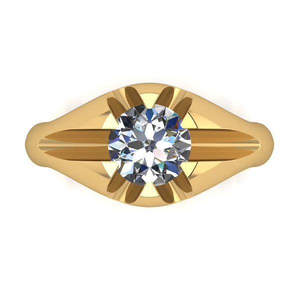 2.00ct (1x 8.0mm) Round Moissanite Set Men's Ring