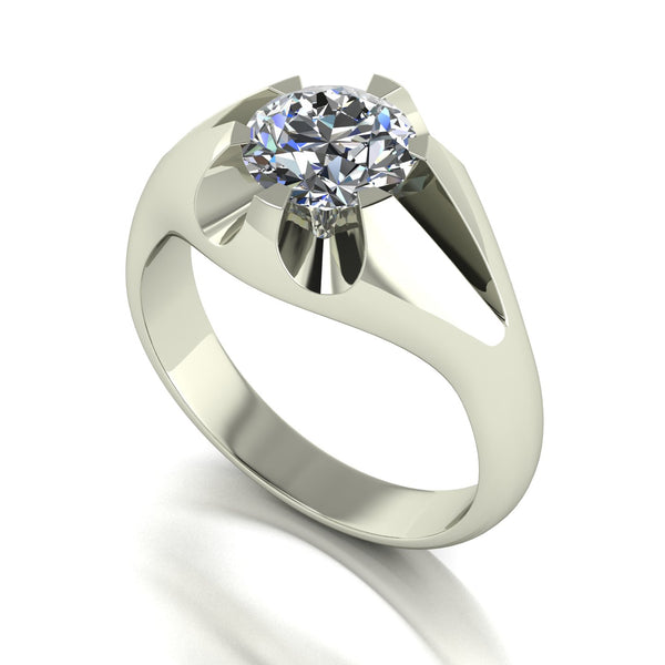 2.00ct (1x 8.0mm) Round Moissanite Set Men's Ring