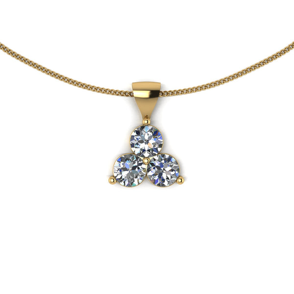 0.75ct (3x 4.0mm) NEW Round Moissanite Set Pendant