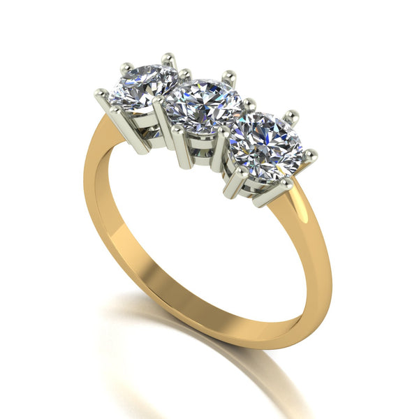 1.50ct (3x 5.0mm) Round Moissanite Set Three Stone Ring