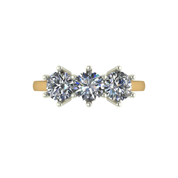 1.50ct (3x 5.0mm) Round Moissanite Set Three Stone Ring