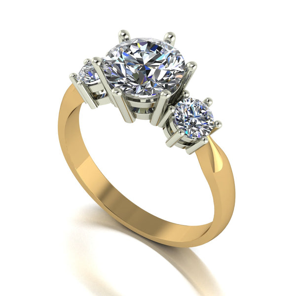 2.00ct (1x 7.5mm & 2x 4.0mm) Round Moissanite Set Three Stone Ring