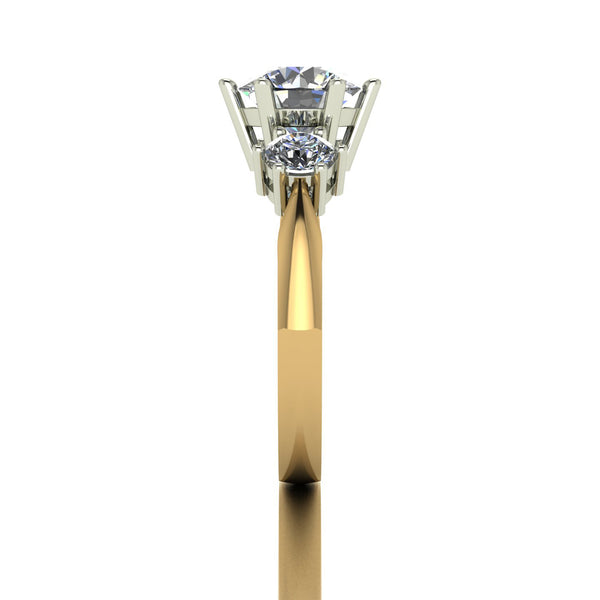 2.00ct (1x 7.5mm & 2x 4.0mm) Round Moissanite Set Three Stone Ring