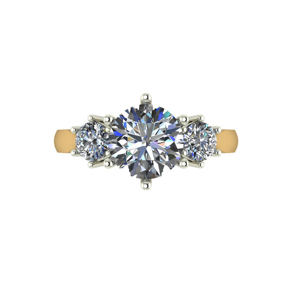 2.00ct (1x 7.5mm & 2x 4.0mm) Round Moissanite Set Three Stone Ring