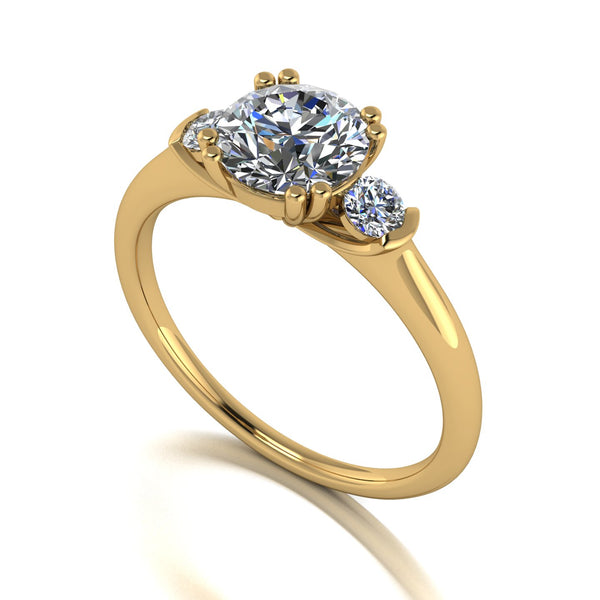 1.50ct (1x 7.0mm, 2x 3.0mm) Round Moissanite Set Three Stone Ring