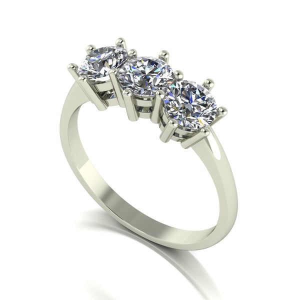 1.50ct (3x 5.0mm) Round Moissanite Set Three Stone Ring