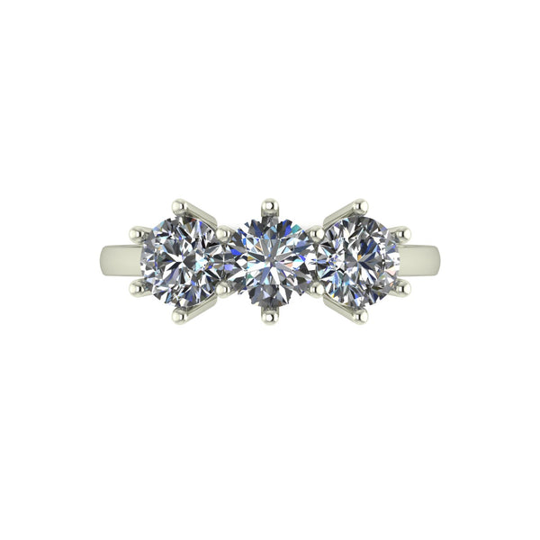 1.50ct (3x 5.0mm) Round Moissanite Set Three Stone Ring