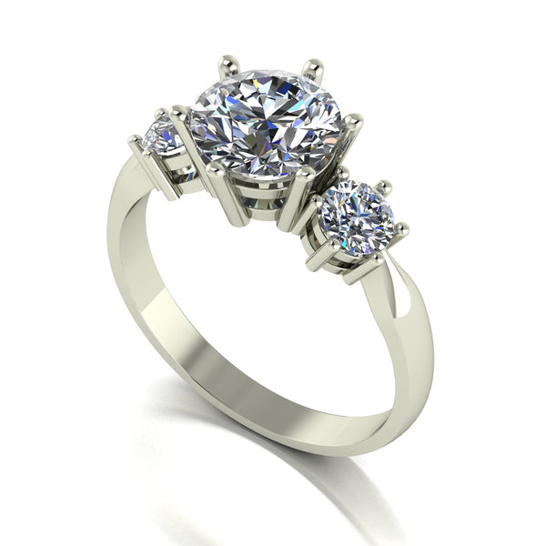 2.00ct (1x 7.5mm & 2x 4.0mm) Round Moissanite Set Three Stone Ring