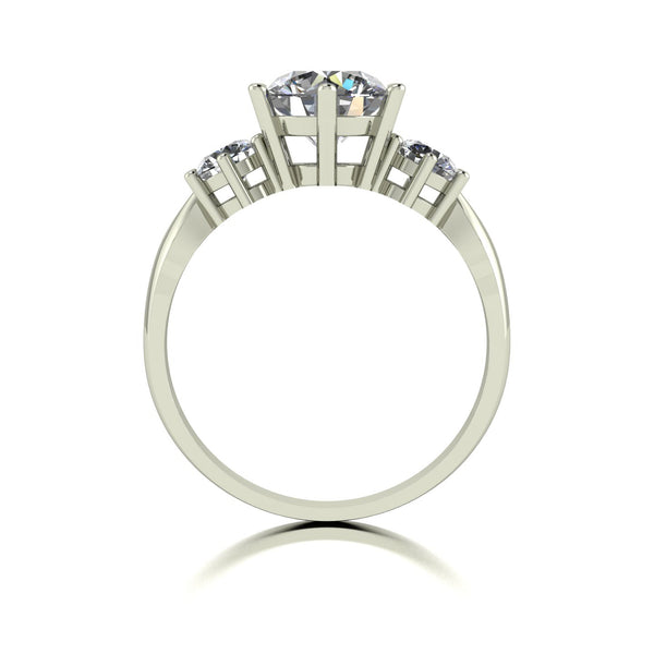 2.00ct (1x 7.5mm & 2x 4.0mm) Round Moissanite Set Three Stone Ring