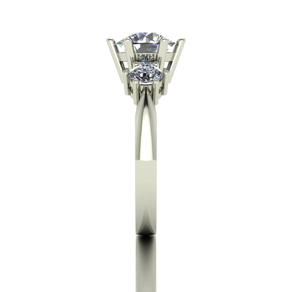 2.00ct (1x 7.5mm & 2x 4.0mm) Round Moissanite Set Three Stone Ring