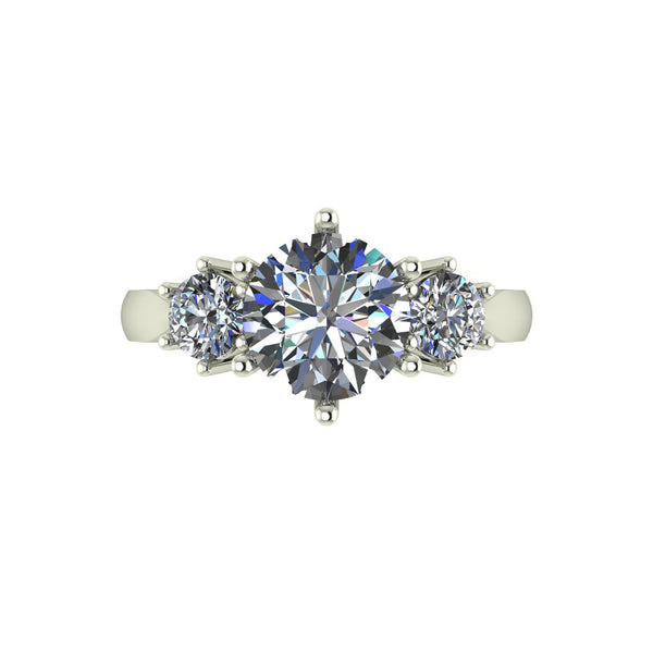 2.00ct (1x 7.5mm & 2x 4.0mm) Round Moissanite Set Three Stone Ring