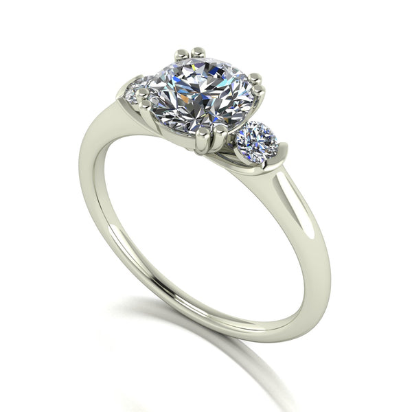 1.50ct (1x 7.0mm, 2x 3.0mm) Round Moissanite Set Three Stone Ring