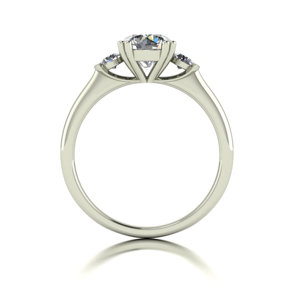 1.50ct (1x 7.0mm, 2x 3.0mm) Round Moissanite Set Three Stone Ring
