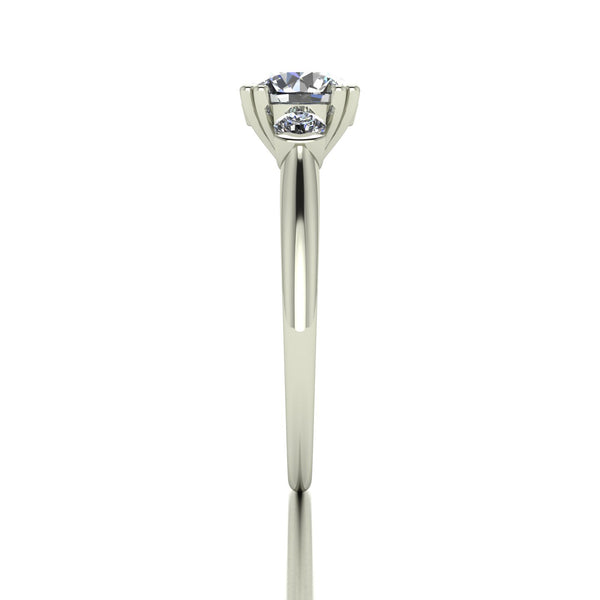 1.50ct (1x 7.0mm, 2x 3.0mm) Round Moissanite Set Three Stone Ring