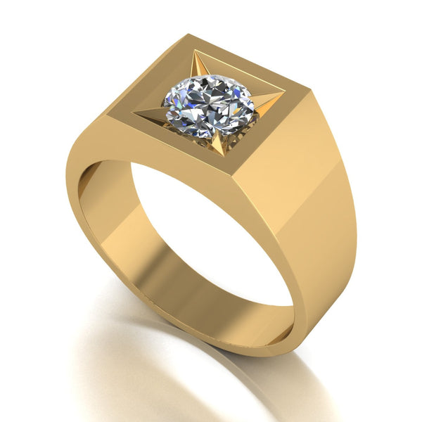 1.00ct (1x 6.5mm) Round Moissanite Set Men's Ring