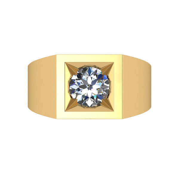 1.00ct (1x 6.5mm) Round Moissanite Set Men's Ring