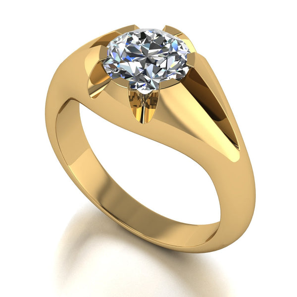 3.00ct (1x 9.0mm) Round Moissanite Set Men's Ring