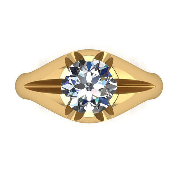 3.00ct (1x 9.0mm) Round Moissanite Set Men's Ring