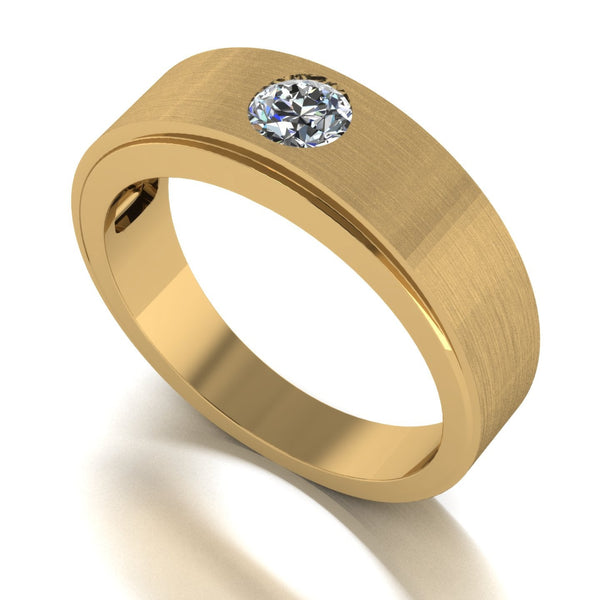 0.50ct (1x 5.0mm) Round Moissanite Set Men's Ring