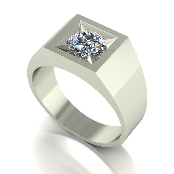 1.00ct (1x 6.5mm) Round Moissanite Set Men's Ring