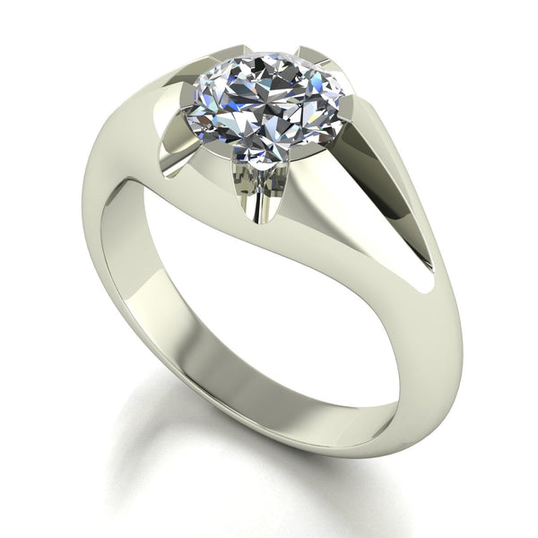 3.00ct (1x 9.0mm) Round Moissanite Set Men's Ring