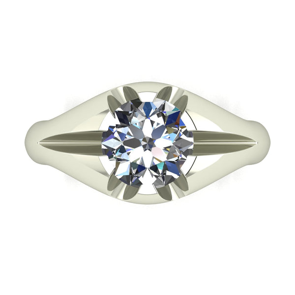 3.00ct (1x 9.0mm) Round Moissanite Set Men's Ring