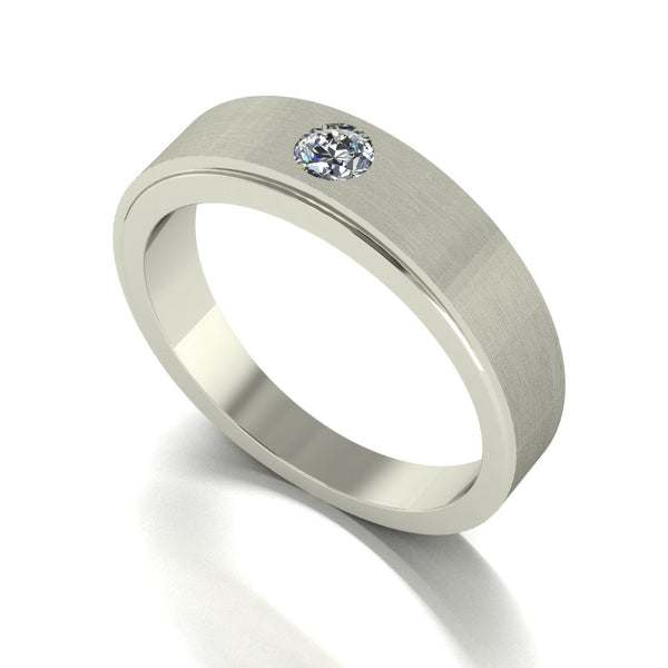 0.20ct (1x 3.5mm) Round Moissanite Set Men's Ring