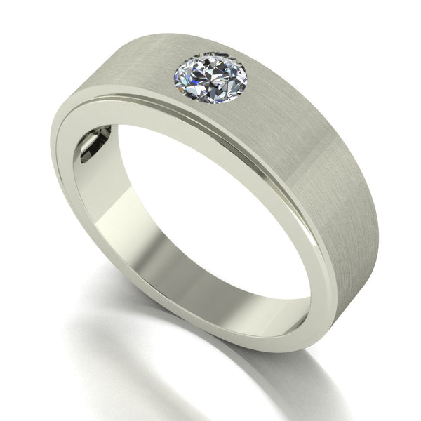 0.50ct (1x 5.0mm) Round Moissanite Set Men's Ring
