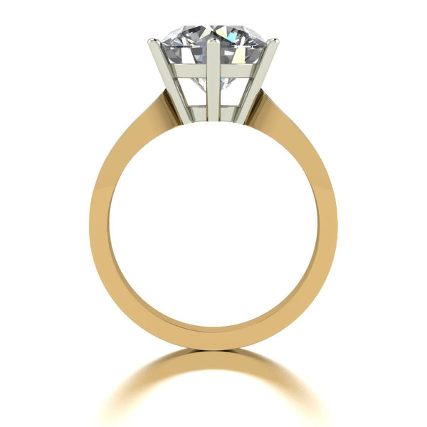 4.15ct (1x 10.0mm & 6x 1.6mm) Round Moissanite Set Shoulders Single Stone Ring