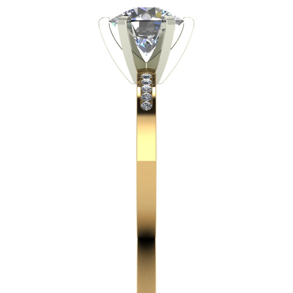 3.10ct (1x 9.0mm & 10x 1.3mm Rnd) Round Moissanite Set Shoulder Single Stone Ring