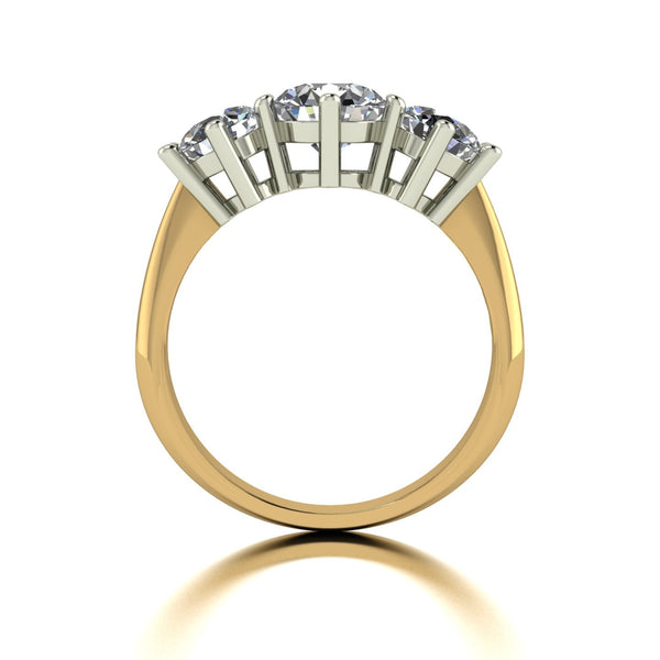 2.50ct (1x 7.0mm & 2x 5.5mm) Round Moissanite Set Three Stone Ring