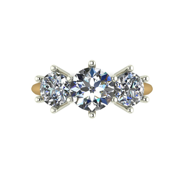 2.50ct (1x 7.0mm & 2x 5.5mm) Round Moissanite Set Three Stone Ring