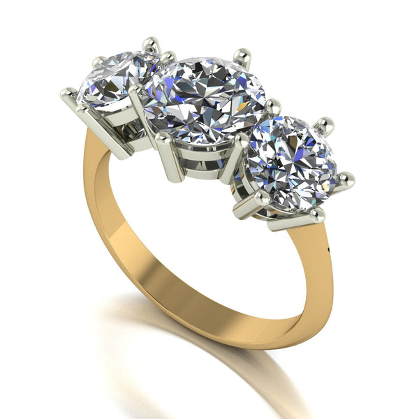 4.00ct (1x 8.0mm & 2x 6.5mm) Round Moissanite Set Three Stone Ring