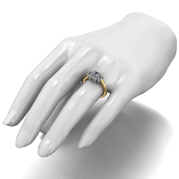 1.86ct (1x 7x5mm & 2x 5x3mm) Radiant Cut Moissanite Set Three Stone Ring