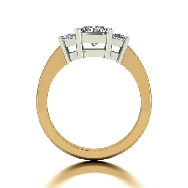 2.50ct (1x 8x6mm & 2x 5x3mm) Emerald Cut Moissanite Set Three Stone Ring
