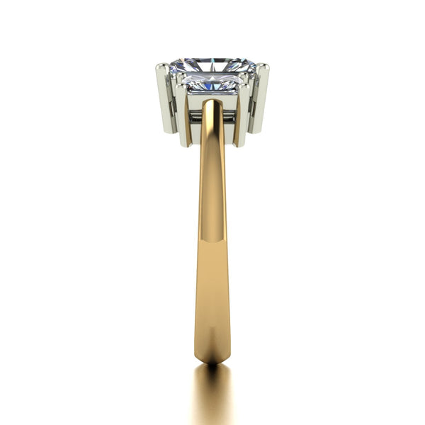 2.50ct (1x 8x6mm & 2x 5x3mm) Emerald Cut Moissanite Set Three Stone Ring