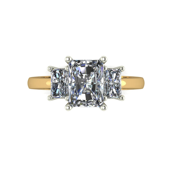 2.50ct (1x 8x6mm & 2x 5x3mm) Emerald Cut Moissanite Set Three Stone Ring