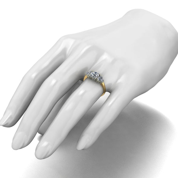 2.00ct (1x 7.0mm Rnd & 2x 5.0mm Trill) Round & Trillion Moissanite Set Three Stone Ring
