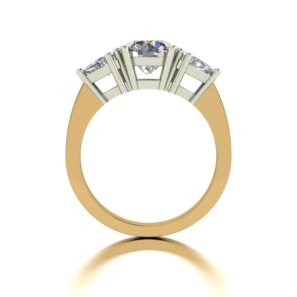 2.00ct (1x 7.0mm Rnd & 2x 5.0mm Trill) Round & Trillion Moissanite Set Three Stone Ring